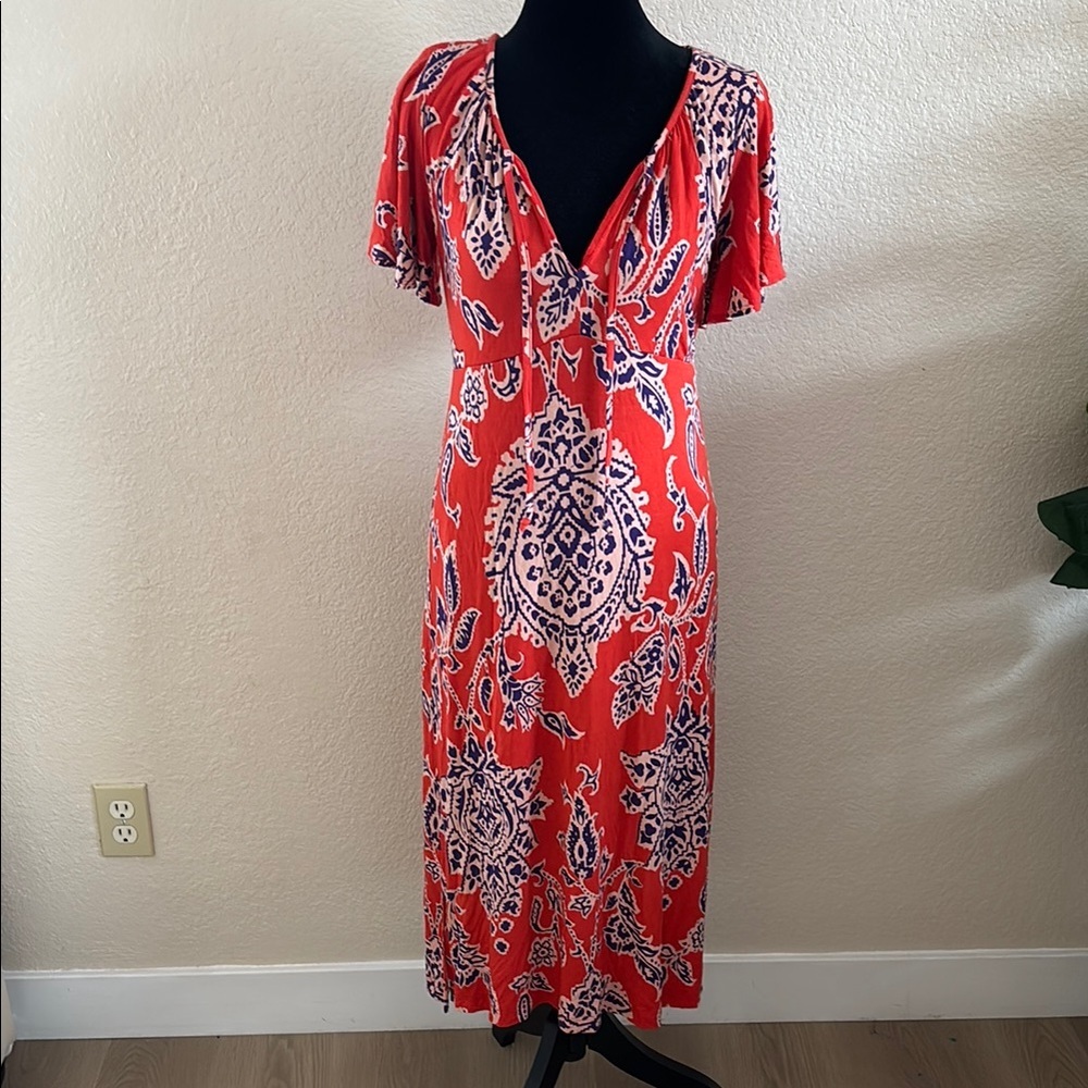 Anthropologie Correia Flutter Sleeve Toe Nexk Paisley Maxi Dress 0139 - Picture 2 of 8